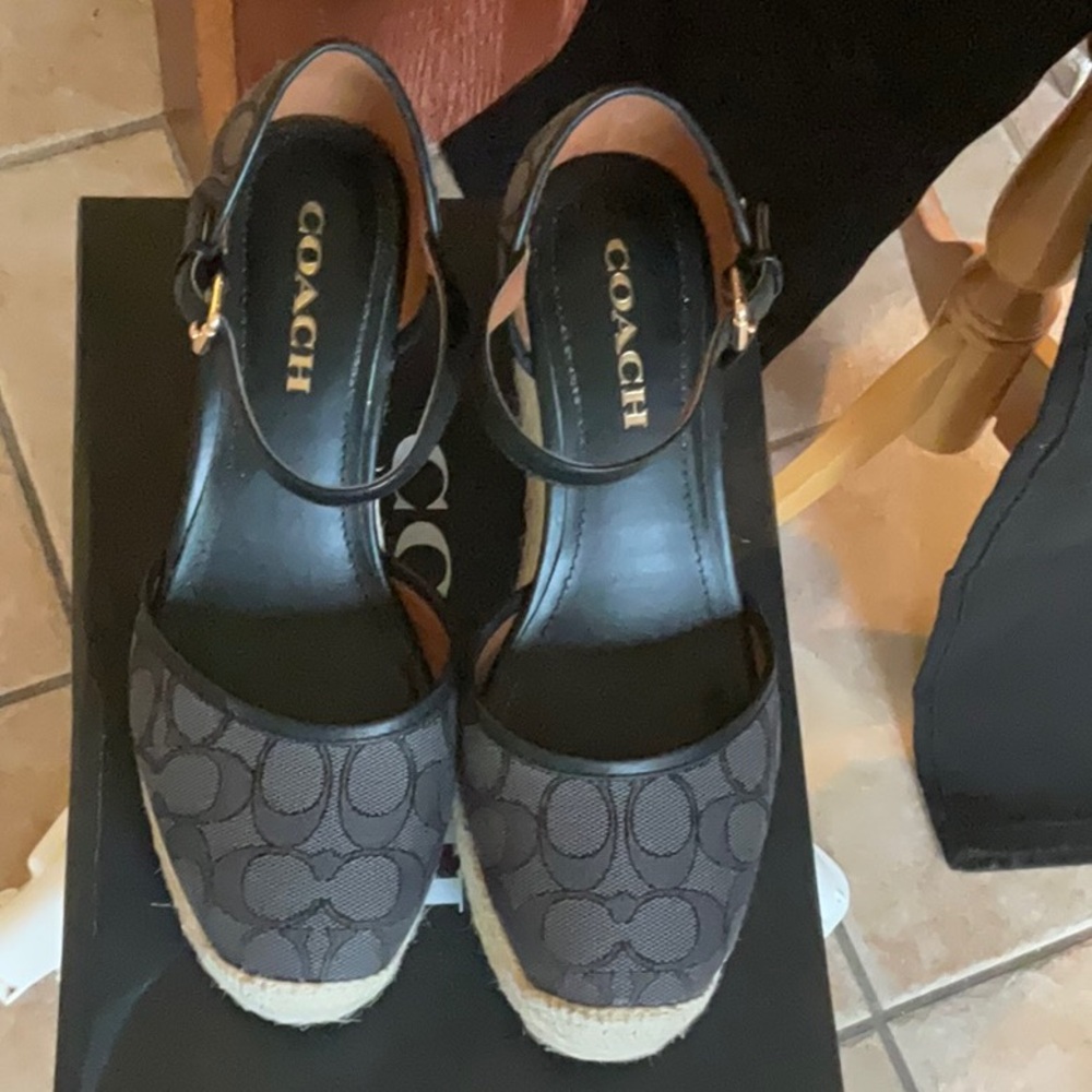 COACH Black Raine Espadrille Size 9.5B, Preowned